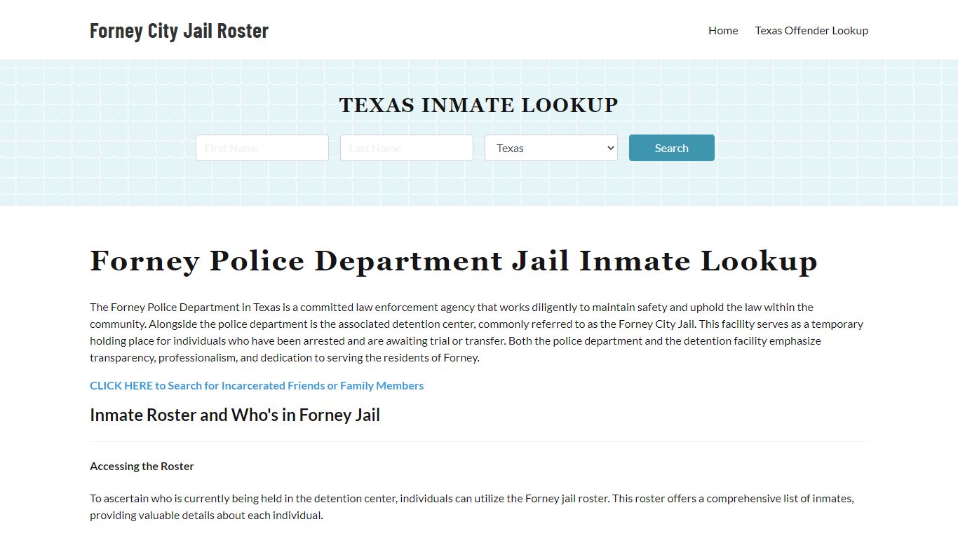 Forney Police Department & City Jail, TX Inmate Roster, Arrests, Mugshots
